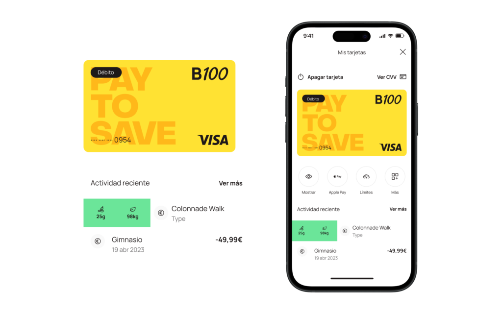 La Tarjeta B100 Pay to Save se gestiona 100% desde el móvil